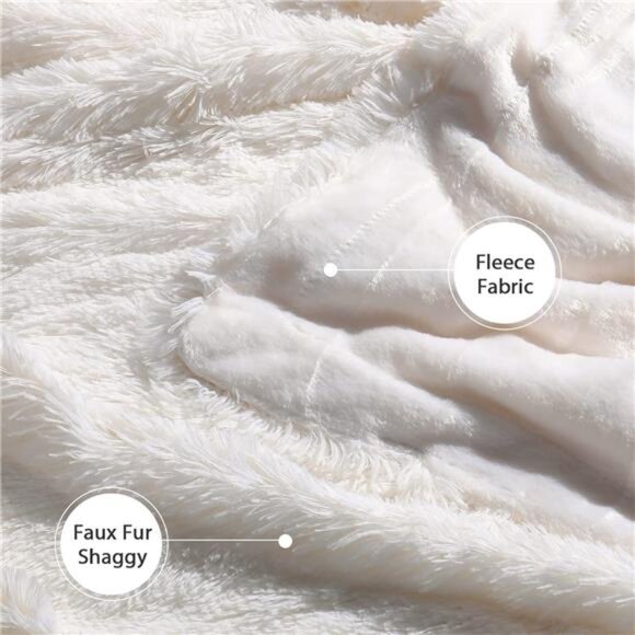 Decorative Extra Soft Fuzzy Faux Fur Throw Blanket 50" x 60",Solid Reversible - Picture 6 of 7